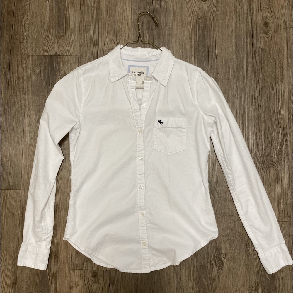 A&F Oxford Button Down Shirt, White, XS